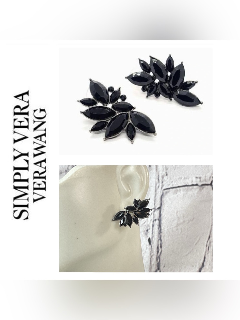 🌟🌟 Simply Vera Vera Wang Black Leaf Cluster Earrings